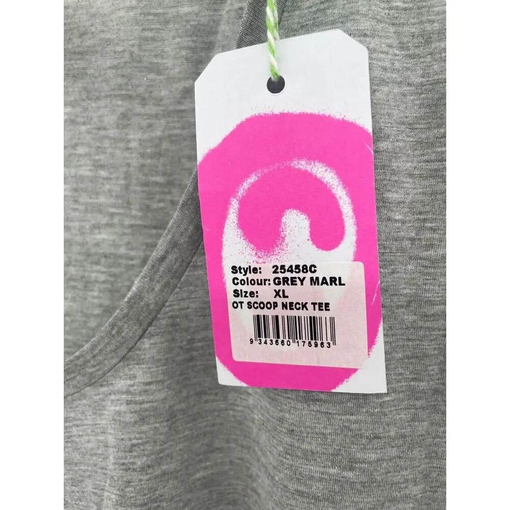 One Teaspoon Womens Grey Marl Scoop Neck Shirt Short Sleeve Size XL NWT $58